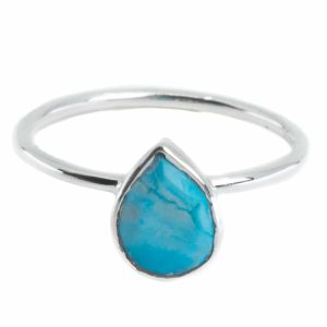 Bague Turquoise - Argent 925 - Goutte d'Eau (Taille 17)