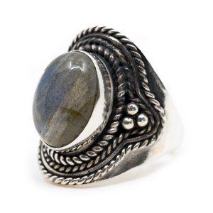 Bague Pierre Précieuse Labradorite et Argent 925 « Omara » (Taille 17)