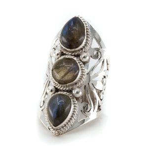 Bague Pierre Précieuse Labradorite en Argent 925 "Faehsida" (Taille 17)