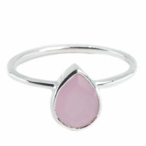 Bague Quartz Rose - Argent 925 - Goutte d'Eau (Taille 17)