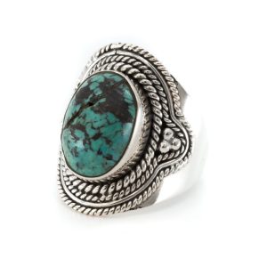 Bague Turquoise et Argent 925 « Defira » (Taille 17)