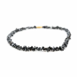 Collier Pierre Précieuse Hématite | Petits Galets Concassés (45 cm)