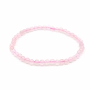 Bracelet de Pierre Précieuse Quartz Rose (Perles de 4 mm)