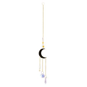 Capteur de Soleil Feng Shui Cristaux Arc-en-Ciel - Lune Dorée (37 cm)