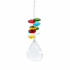 Pendentif Feng Shui Arc-en-Ciel Goutte d'Eau et Breloque Multicolores (20 cm)