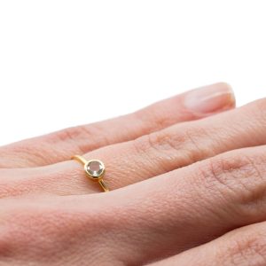 Bague Pierre de Naissance Avril Cristal de Roche - Argent 925 et Plaqué Or  (Taille 17)