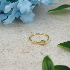 Bague Pierre de Naissance Avril Cristal de Roche - Argent 925 et Plaqué Or  (Taille 17)
