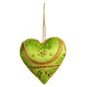Pendentif Ornement Traditionnel Coeur Vert (16 cm)