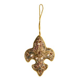 Pendentif Ornement Traditionnel Fleur de Lis Jaune (18 cm)