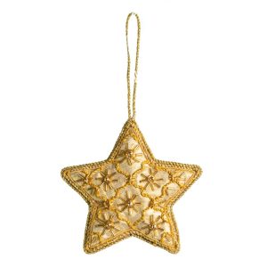 Pendentif Ornement Traditionnel Étoile Jaune (17 cm)