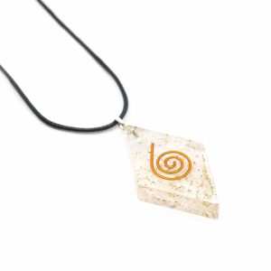 Pendentif Orgonite / Sélénite - Spiral en Cuivre - Losange