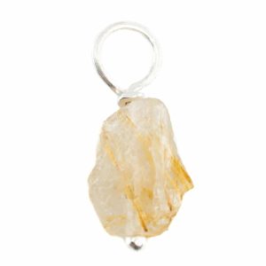 Pendentif Pierre Quartz Rutile Doré Brute | Argent 925 (8 - 12 mm)