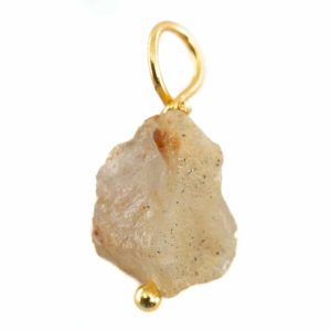 Pendentif en Pierre Précieuse Quartz Rutile Brut Doré | Argent 925 et Plaqué Or (8 - 12 mm)