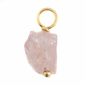 Pendentif Pierre Précieuse Morganite Brute Argent 925 et Plaqué Or (8 - 12 mm)