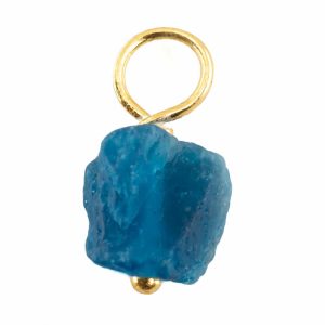 Pendentif Pierre Précieuse Apatite Néon Brute | Argent 925 et Palqué Or  (8 - 12 mm)