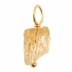 Pendentif Pierre Précieuse Citrine Brute | Argent 925 et Plaqué Or (8 - 12 mm)