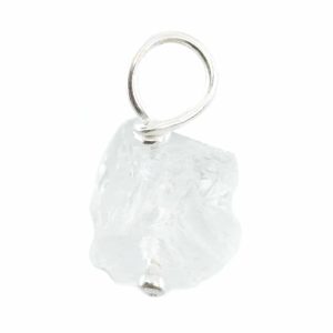 Pendentif Calcite Blanche Brute et Argent 925 (8 - 12 mm)