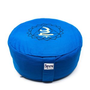 Coussin de Méditation Bleu Spiru en Coton - 5e Chakra Vishuddha - 36 x 15 cm