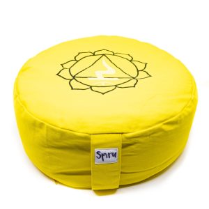 Coussin de Méditation Jaune Spiru en Coton - 3e Chakra Plexus Solaire - 36 x 15 cm