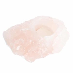 Porte-bougie en Pierre précieuse Quartz Rose (environ 500 grammes)