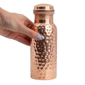 Spiru Koperen Waterfles Flower of Life Gehamerd – 500 ml