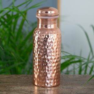 Spiru Koperen Waterfles Flower of Life Gehamerd – 500 ml
