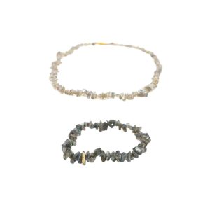 Ensemble de bracelet et collier en labradorite - Lot