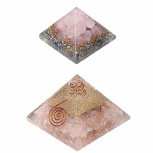 Ensemble de Pyramides Orgonite en Quartz Rose (Grand et Petit) - Lot